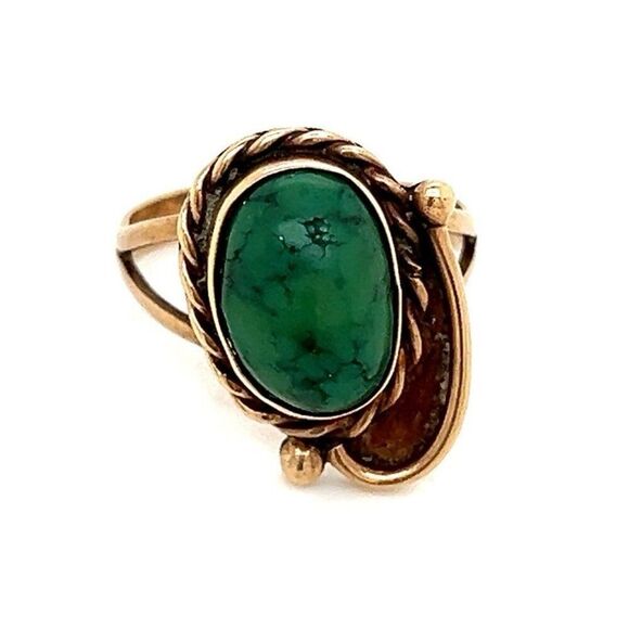 14K Green Turquoise Ring - Picture 1 of 7